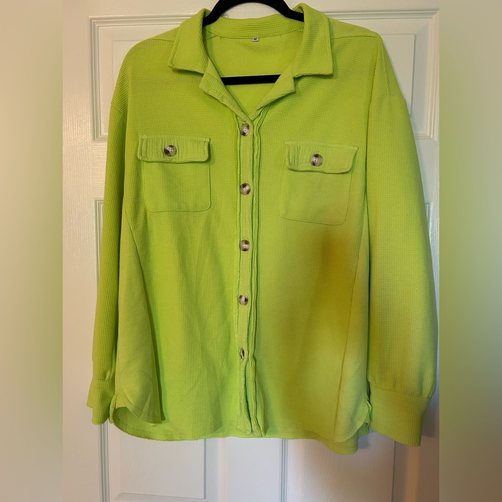 Lime Green Button-Up Women's Shacket